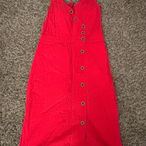 Red Button-Down Mini Dress